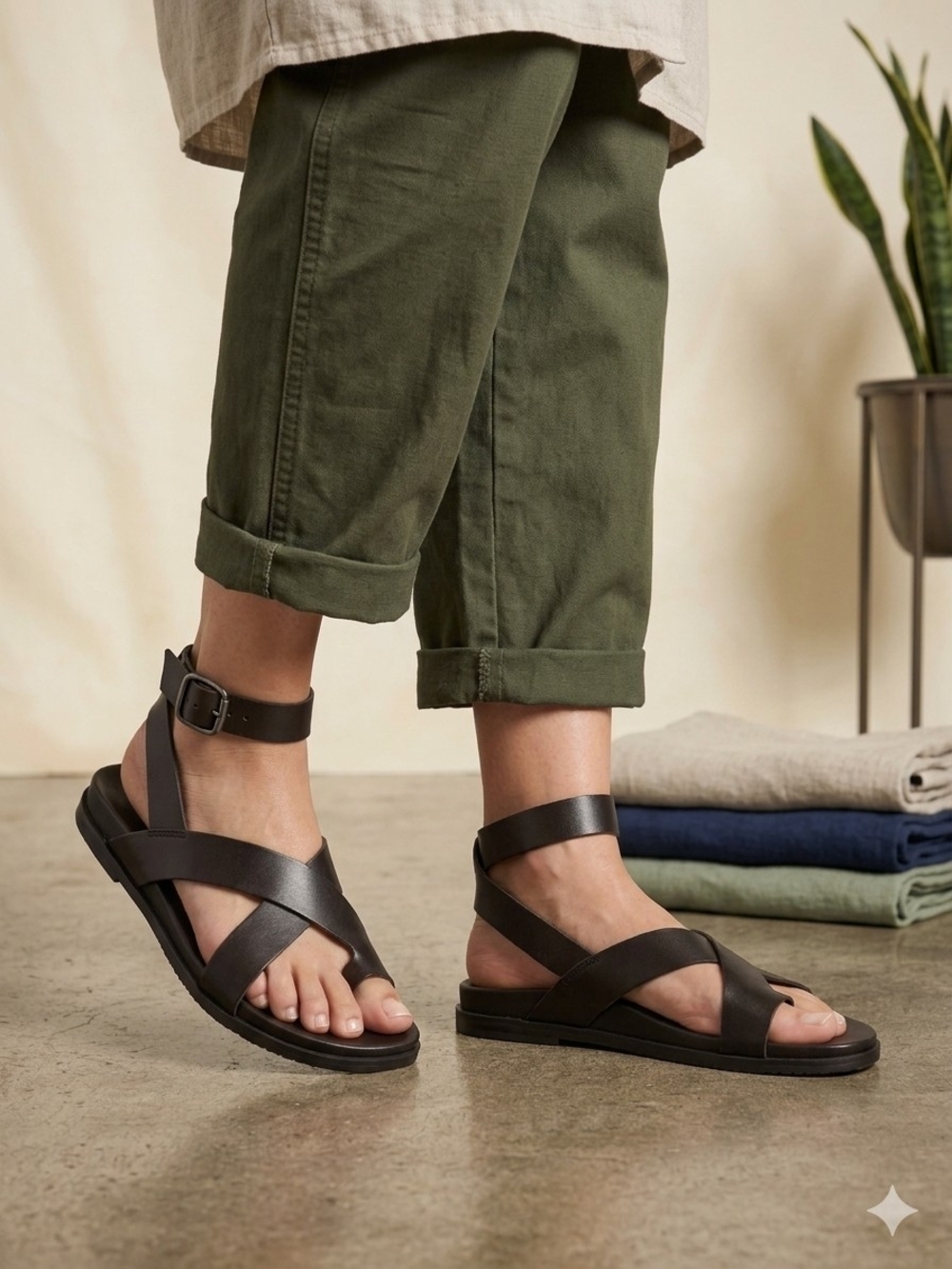 Black Crisscross Ankle-Strap Sandals Woman's Size 11 NWOT